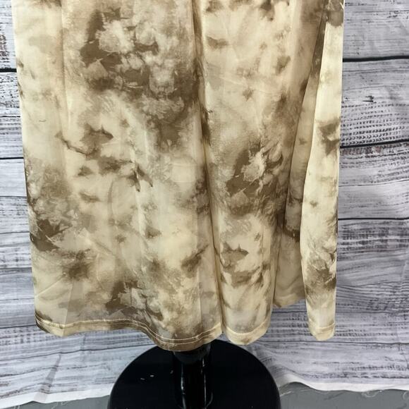 Moon River Skirt size Large Ivory Brown Mesh Sheer Midi Flared Stretch Modest - Picture 5 of 10